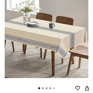 Elegant Cream and Gray Striped Tablecloth 55x86